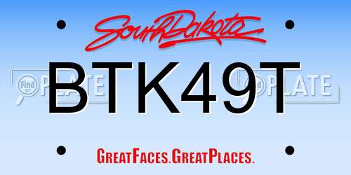 BTK49T South Dakota License Plate