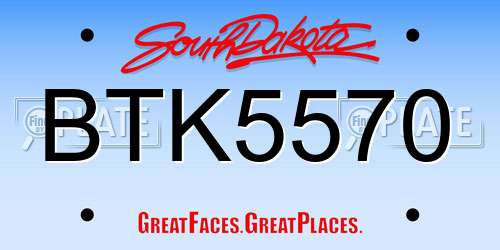 BTK5570 South Dakota License Plate