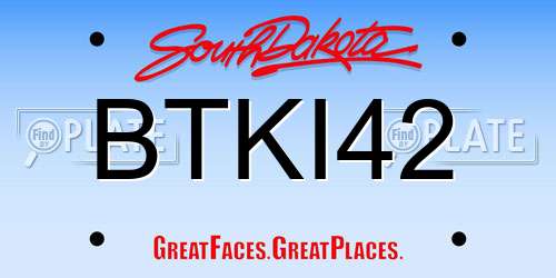 BTKI42 South Dakota License Plate