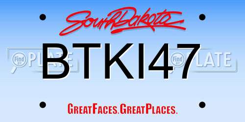 BTKI47 South Dakota License Plate