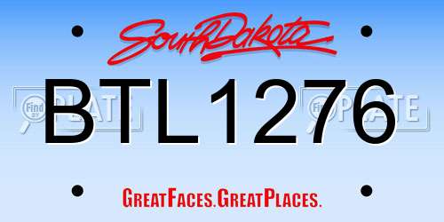 BTL1276 South Dakota License Plate
