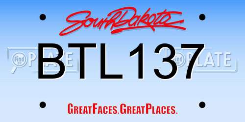 BTL137 South Dakota License Plate