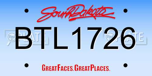 BTL1726 South Dakota License Plate