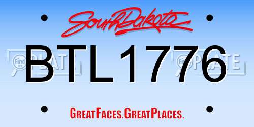 BTL1776 South Dakota License Plate