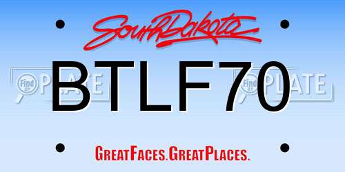 BTLF70 South Dakota License Plate