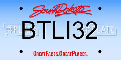 BTLI32 South Dakota License Plate