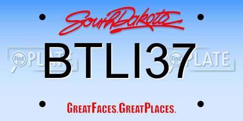 BTLI37 South Dakota License Plate