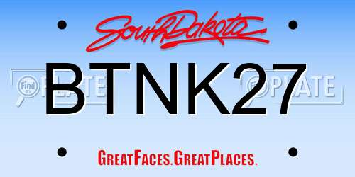BTNK27 South Dakota License Plate