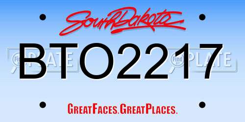 BTO2217 South Dakota License Plate