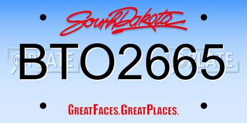 BTO2665 South Dakota License Plate