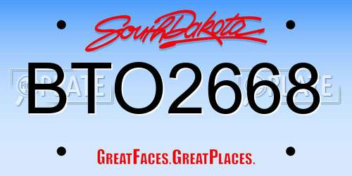 BTO2668 South Dakota License Plate