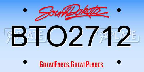 BTO2712 South Dakota License Plate