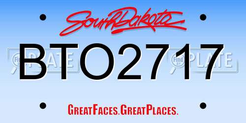 BTO2717 South Dakota License Plate