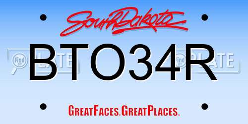 BTO34R South Dakota License Plate