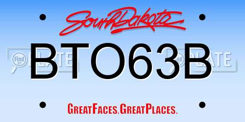 BTO63B South Dakota License Plate