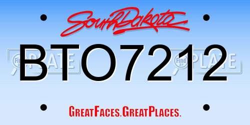 BTO7212 South Dakota License Plate