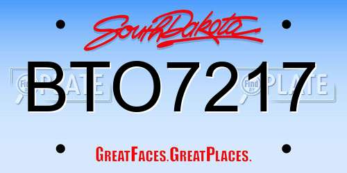 BTO7217 South Dakota License Plate