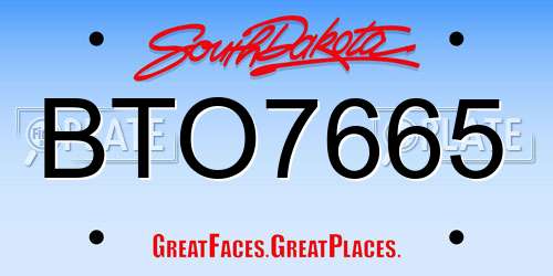 BTO7665 South Dakota License Plate