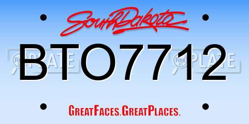 BTO7712 South Dakota License Plate