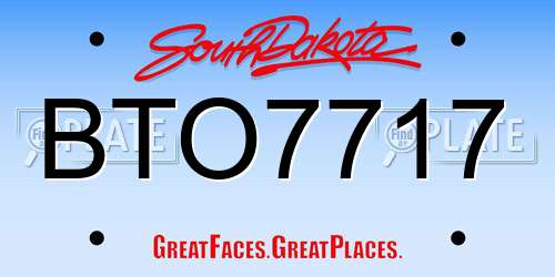 BTO7717 South Dakota License Plate