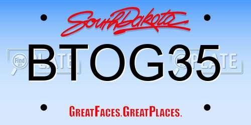 BTOG35 South Dakota License Plate