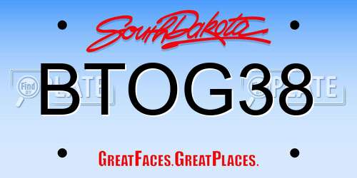 BTOG38 South Dakota License Plate