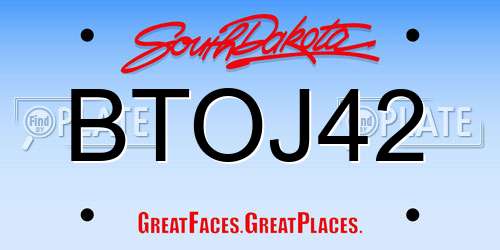 BTOJ42 South Dakota License Plate