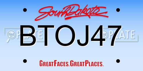 BTOJ47 South Dakota License Plate
