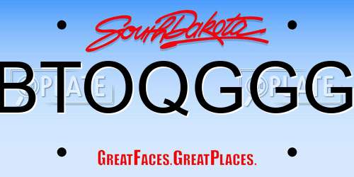 BTOQGGG South Dakota License Plate