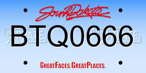 BTQ0666 South Dakota License Plate