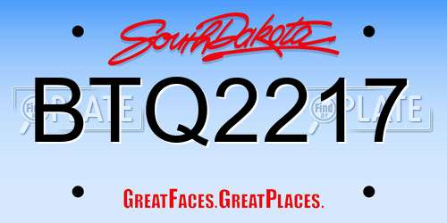 BTQ2217 South Dakota License Plate