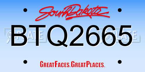 BTQ2665 South Dakota License Plate