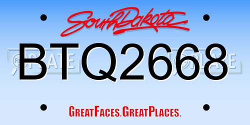 BTQ2668 South Dakota License Plate