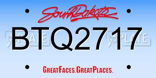 BTQ2717 South Dakota License Plate