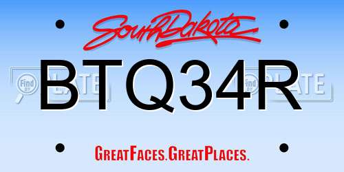 BTQ34R South Dakota License Plate
