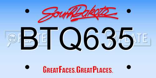 BTQ635 South Dakota License Plate