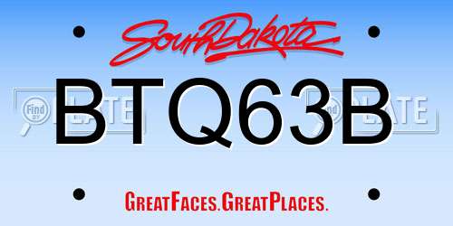 BTQ63B South Dakota License Plate