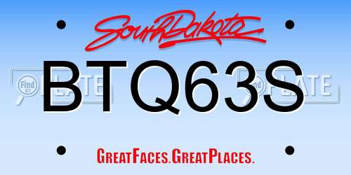 BTQ63S South Dakota License Plate