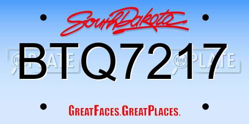 BTQ7217 South Dakota License Plate
