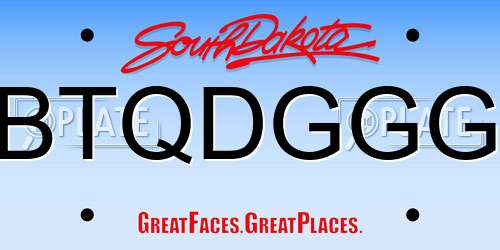 BTQDGGG South Dakota License Plate