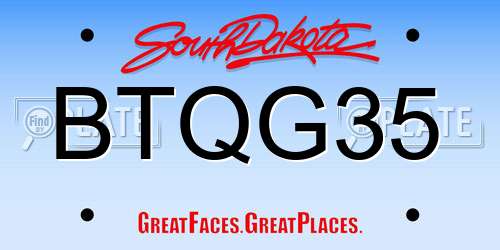 BTQG35 South Dakota License Plate