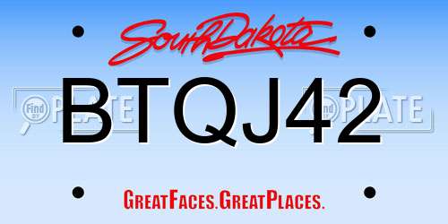 BTQJ42 South Dakota License Plate