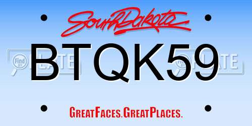 BTQK59 South Dakota License Plate