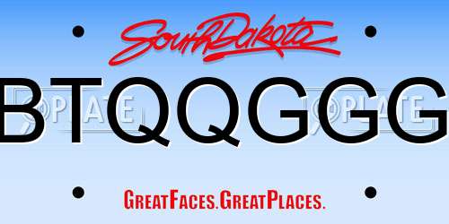 BTQQGGG South Dakota License Plate