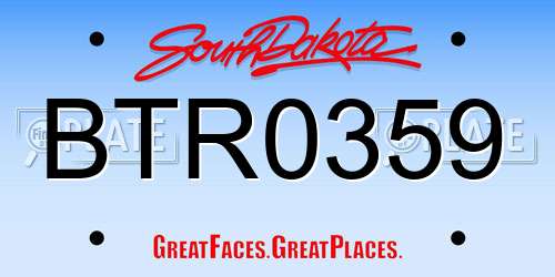 BTR0359 South Dakota License Plate