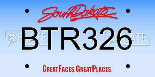 BTR326 South Dakota License Plate
