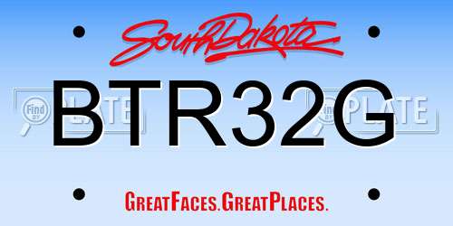 BTR32G South Dakota License Plate