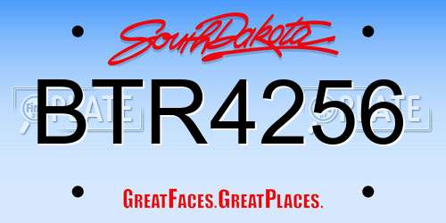 BTR4256 South Dakota License Plate
