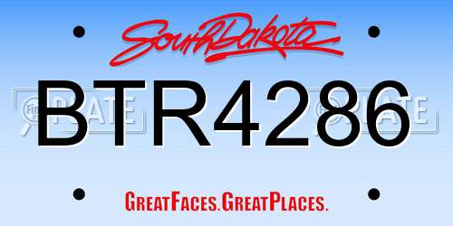 BTR4286 South Dakota License Plate