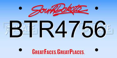BTR4756 South Dakota License Plate